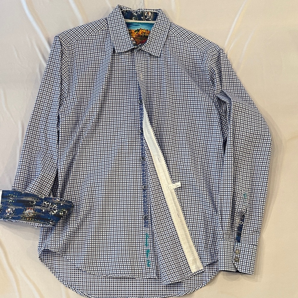 Robert Graham Blue and White Checkered Shirt